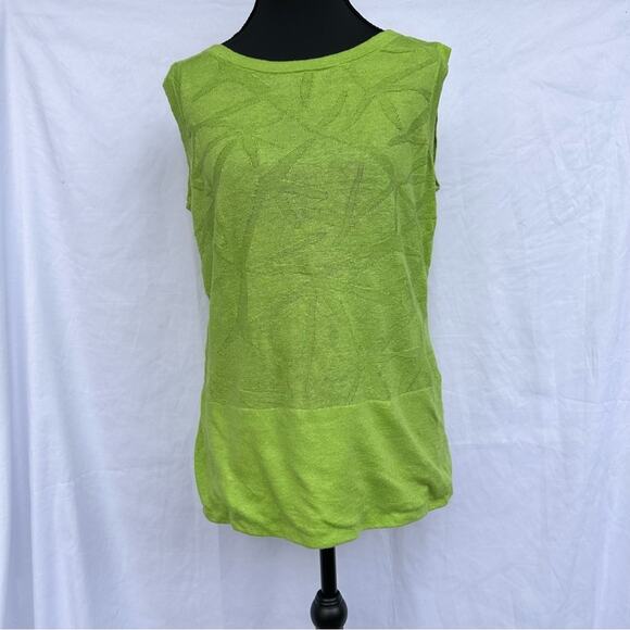 Lafayette 148 New York Womens Knit Linen Tank Top Green Sz Medium M Layering - Picture 1 of 10